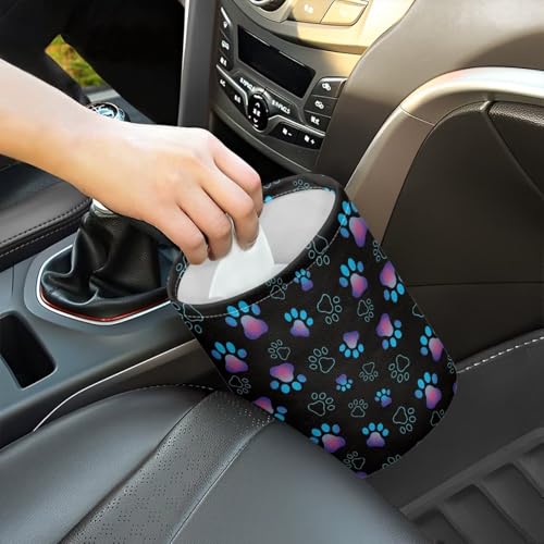 Image of Dog Paw Car Trash Can, Car Trash Bag, Hanging Car Organizer and Storage Bag, Trash Bin Collapsible Universal Fit for Car Accessories, Vehicle, Travelling, Camping Trash Container
