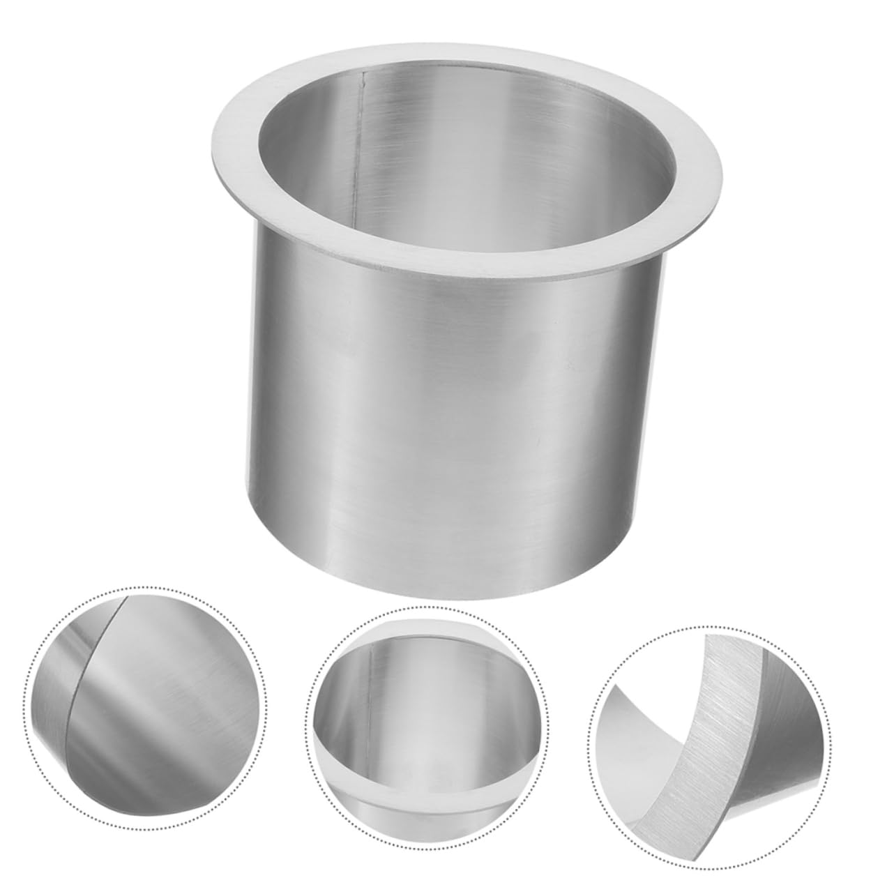 OUNONA Poubelle Encastrée Inox Ronde 304 pour Comptoir, Argenté | Passe-déchets Intégré au Comptoir, Œillet Rond en Métal Amovible, Usage Business