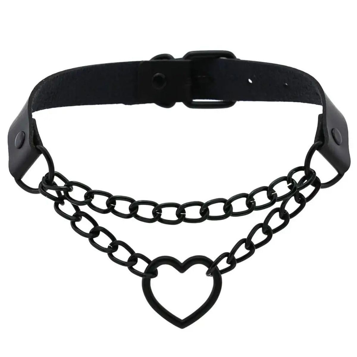 Gothic Harajaku Schwarze Herzkette Leder Halsband Punk Halsketten Für Frauen Mädchen Schnalle Chocker Emo Hexe Schmuck Modeaccessoires Kreatives Geschenk