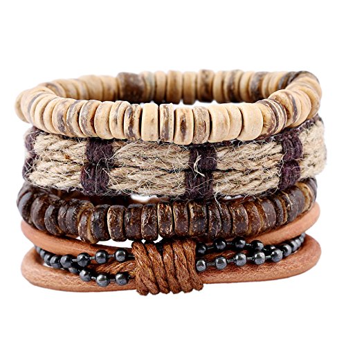 Bracelet de costume rétro en cuir tressé multicouche vintage