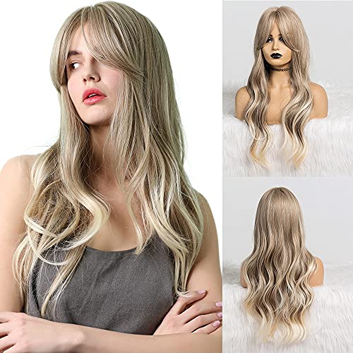 HAIRCUBELong Curly Ombre Wigs (Gray&Brown)