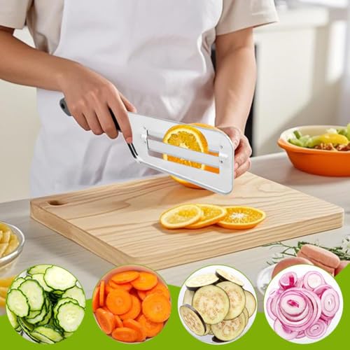 Image of Multi-Functional Stainless Steel Vegetable Peeler with Wooden Handle (Cabbage Hand Slicer Shredder)