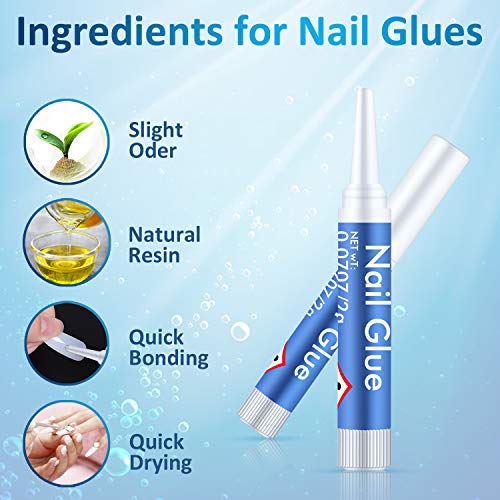 Acrylic Nail Clipper Nails Cutter - Ejiubas Professional Nail Clipper for Acrylic Nails 1PC False Nail Tip Cutter 10PCS Nail Glues 10PCS Nail Files for Manicure Pedicure Salon Home Nail Art DIY