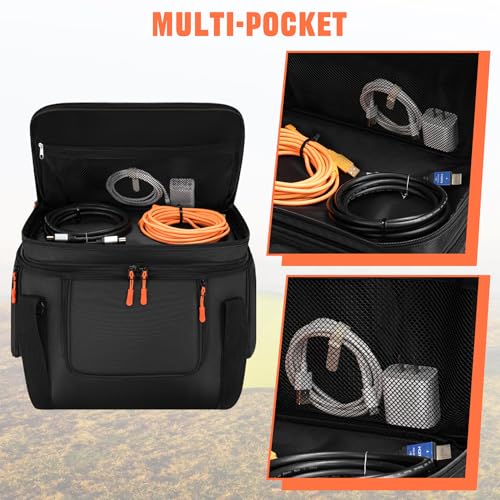 Soft Carrying Bag Compatible with Jackery Explorer 1000 V2, Portable Power Station Storage Case with Adjustable Shoulder Strap, Padding, Pocket, Side Zipper, Generator Covers for Outside - Image 4