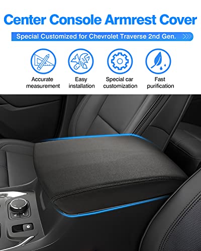 Image of Autorder Center Console Cover for 2018-2024 Chevrolet Traverse Accessories Armrest Cover Anti-Scratch Middle Console Pad Leather Armrest Protector