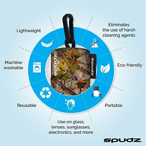 Spudz Ultra Variety Pack | Five 6" X 6" Microfiber Towels W/Neoprene Pouches | Premium Microfiber Cleaning Cloths For Laptops, Lenses, Cameras, Screens, And More | 5 Color Variety Pack (Outdoor) #TOP5