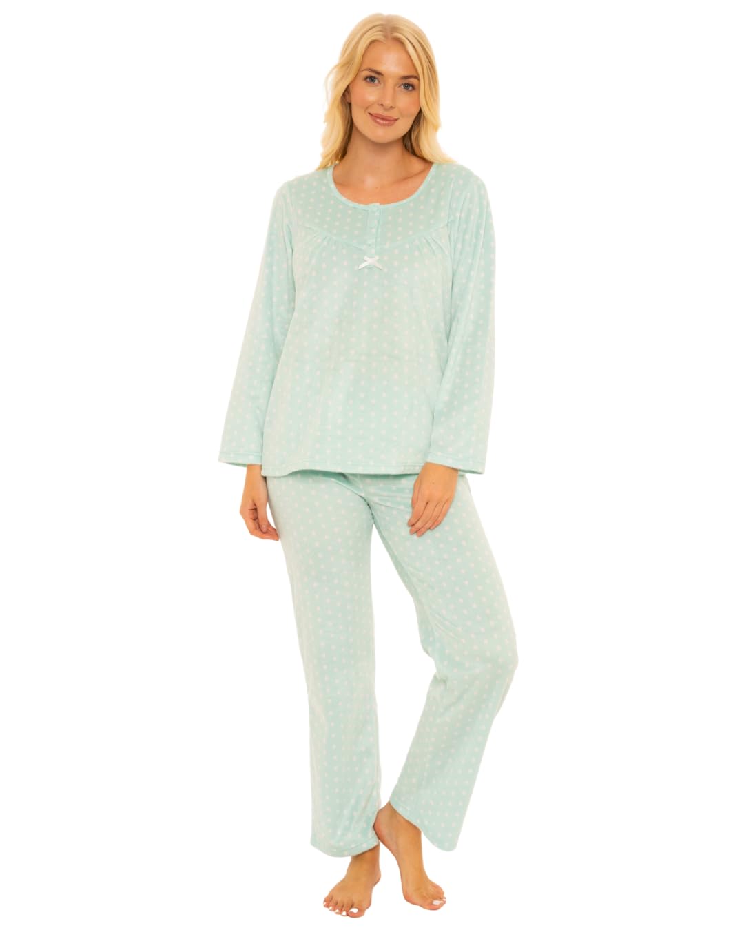 Suzy & Me Ladies Long Sleeved Soft Fleece Pyjamas (20-22, Aqua)