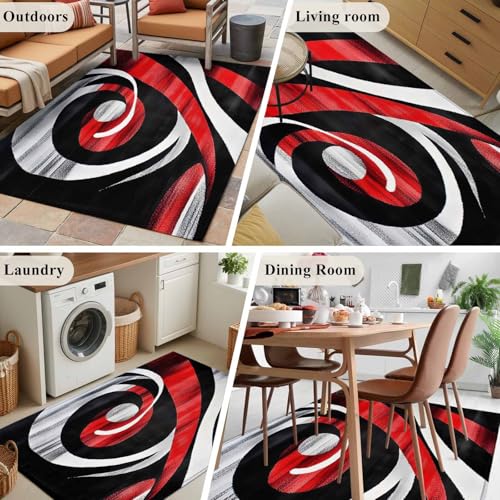 Tapete decorativo rojo negro 2.7x5 pies miniatura 6