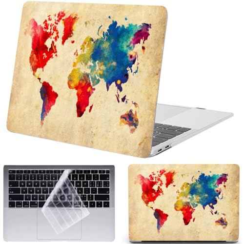 Funda MacBook Air 13 modelo A2337 M1 A2179 A1932 con carcasa rígida y cubierta de teclado mapa fluido
