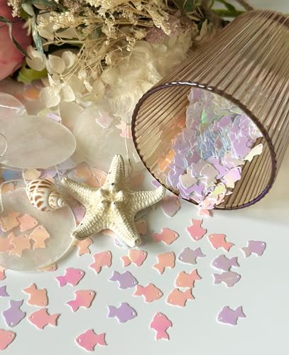 Image of Fish Confetti for Party Table Decor | 1000+PCS Pink&Purple Glitter Fish Table Confetti Decortions for Party Supplies