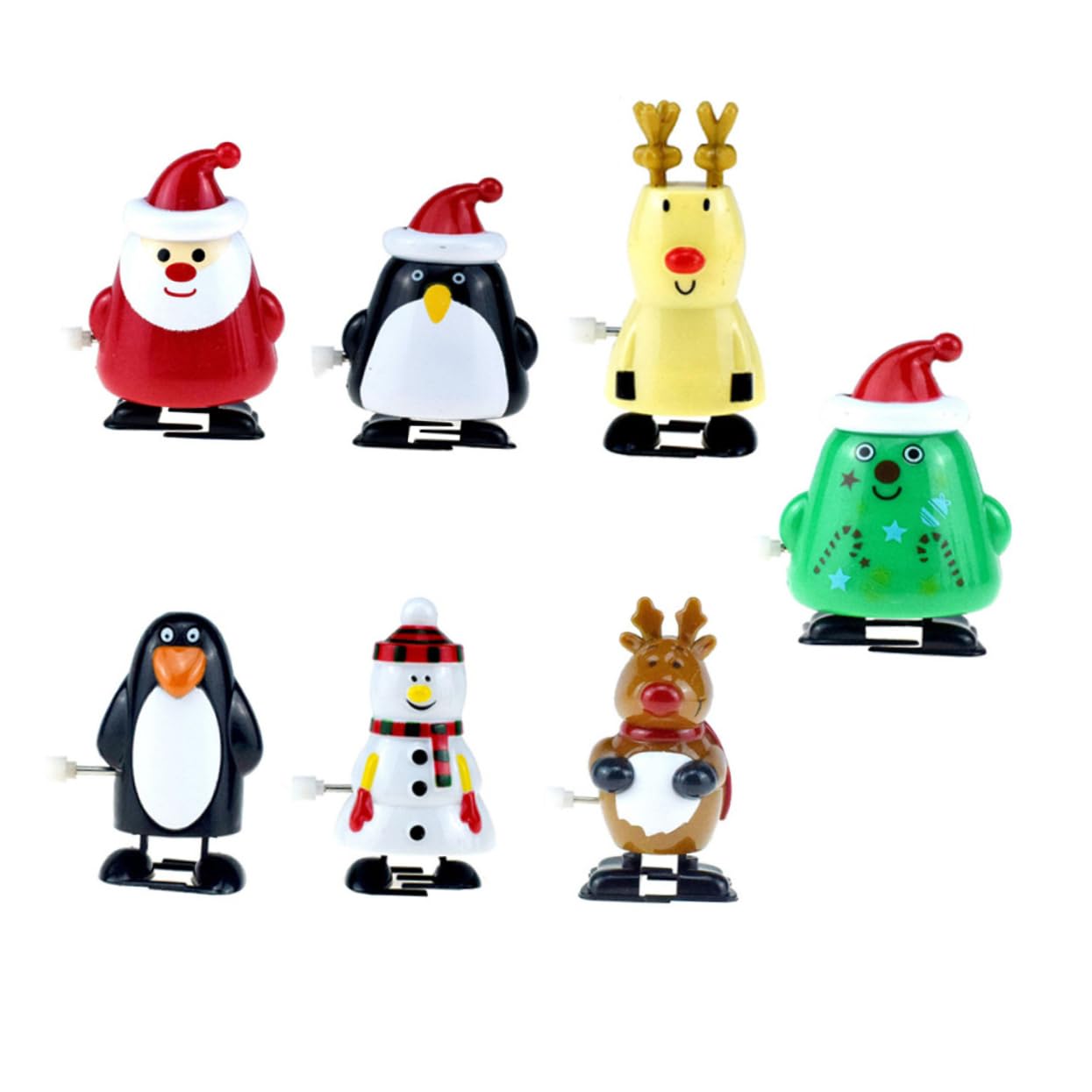 Abaodam 7pcs Xmas Wind Up Santa Elk Penguin Snowman Clockwork Figures for Christmas Stocking Stuffers Holiday Party Decorations