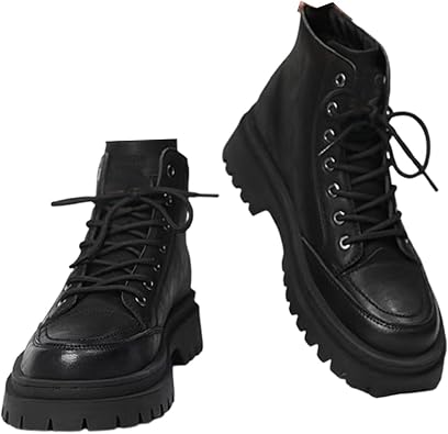 Boots for Men, Boots Military Boots Leather Boots Black Boots Mid Top All-Terrain Outdoor Hiking Boots with Non-Slip Sole