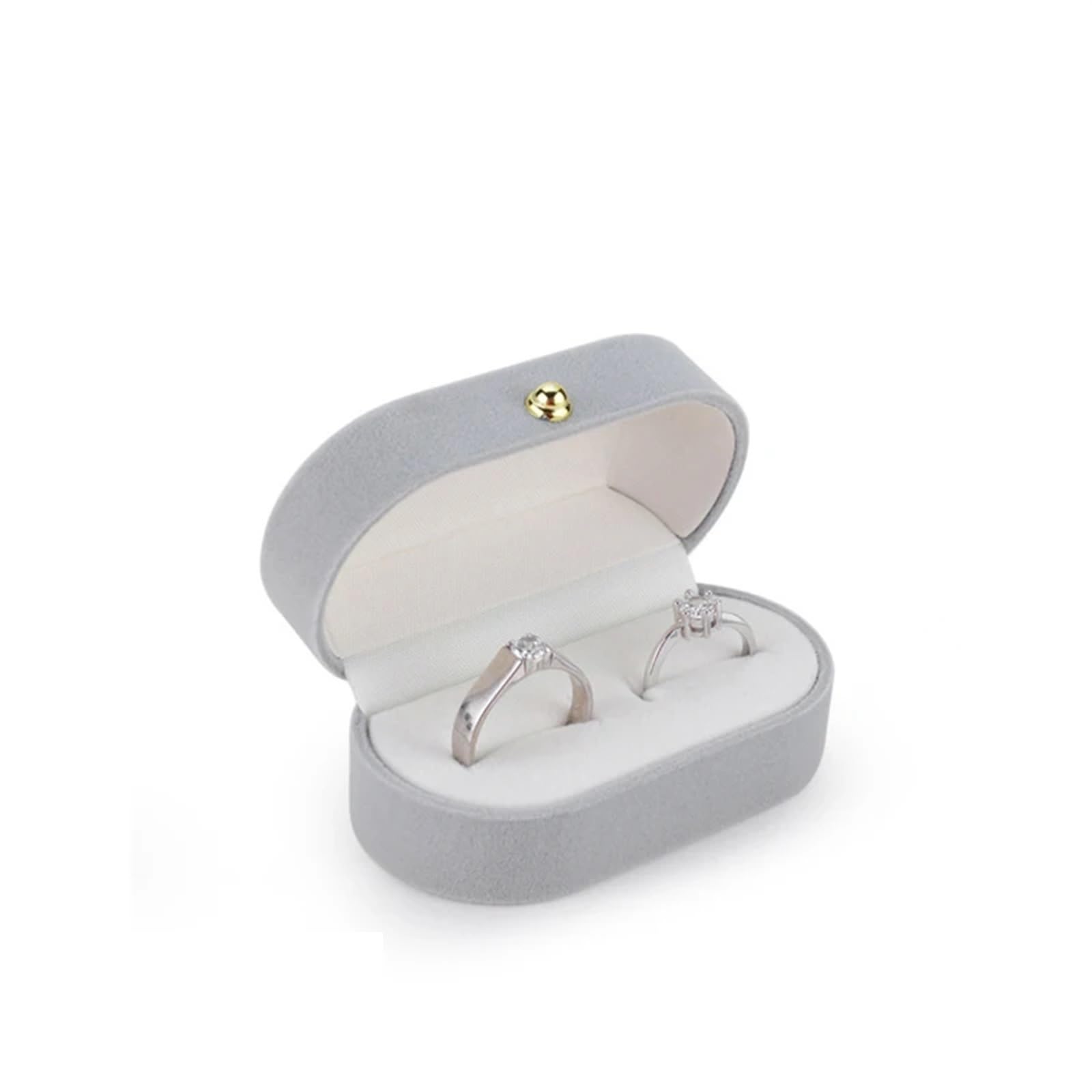 JFNKLFG Pair Of Ring Box Wedding Couple Double Slots Storage Packaging Display Velvet Jewelry Case For Women for Proposal, Wedding(Grey)