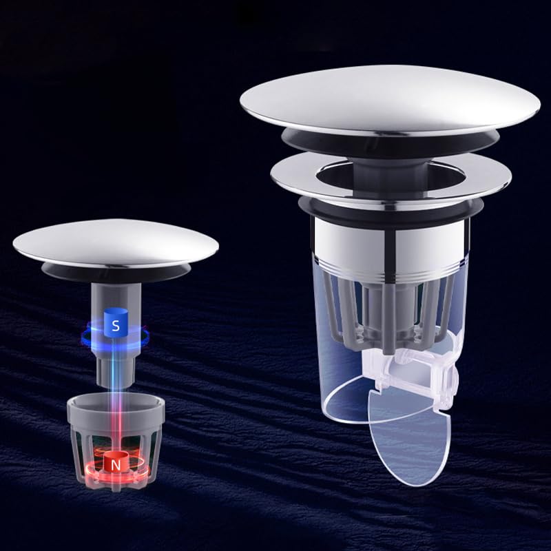 ouwinway1-Pack Odor-Resistant Basin Plug,Suitable for 1.35 in~1.6 in Dia Size Hole Magnetic Bathroom Sink Stopper,Drain Stopper, Basin Pop Up Bathroom Drain Stopper Bathroom Sink Drain Strainer