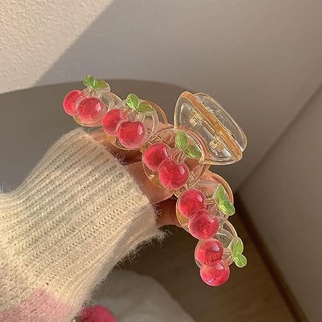 Miniatura 5 de 2 pinzas de pelo de cereza dulce para cabello fino y grueso, para mujeres y niñas, elegante clip de cangrejo de cerezo, accesorios para el cabello,