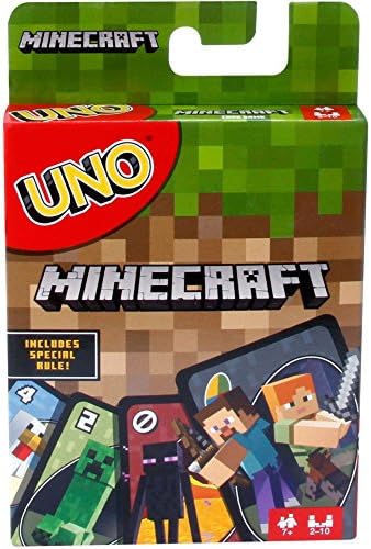 UNO Minecraft Card Game Videogame-Themed Collectors Deck 112 Cards With Character Images, Gift For Fans Ages 7 Years Old & Up