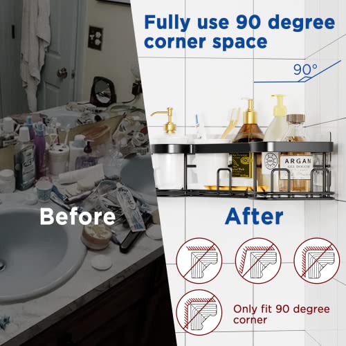 Jomoq Shower Caddy, 2 Pack Corner Shower Caddy, Adhesive Shower Organizer,Rustproof Stainless Steel No Drilling Shower Shelf For Bathroom And Kitchen Storage, Matte Black #TOP1