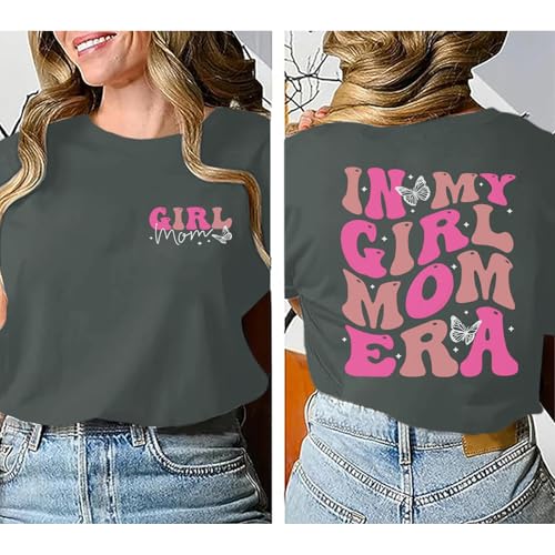 Image of Mama Shirts for Women in My Girl Mom Era Shirt Funny Letter Printed Graphic Tees Casual Tops