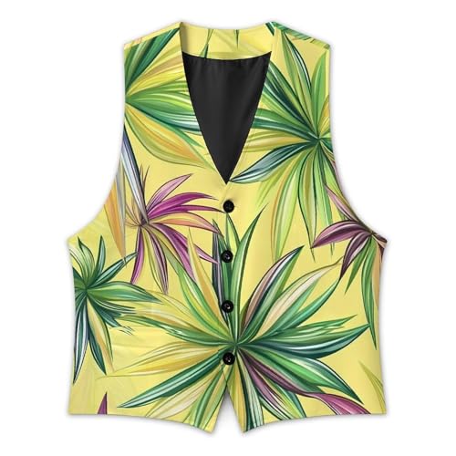 Colorful Agave Plants Casual Suit Vest for Men Formal Business Dress Regular Fit Waistcoat Tuxedo2