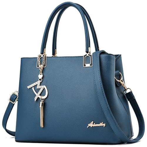Image of Womens Purses and Handbags Shoulder Bags Top Handle Satchel Tote Bag | Tassel Charm for Ladies Designer Crossbody Purse, Detachable Long Strap, PU Leather Tote Handbag for Women
