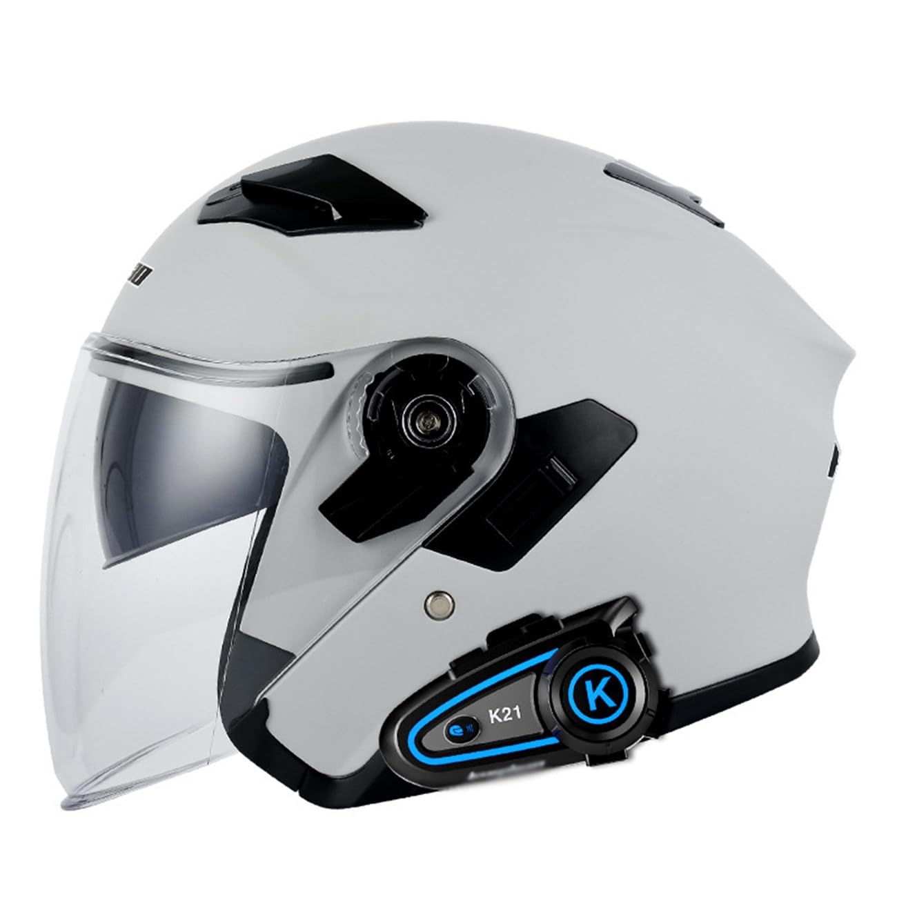 Casco Moto Bluetooth A Faccia Aperta,Casco Jet Vintage 3/4 Casco Anti-Collisione Caschi Cromwell Per Uomo E Donna Con Doppia Visiera Portatile Casco A Scodella Omologati ECE