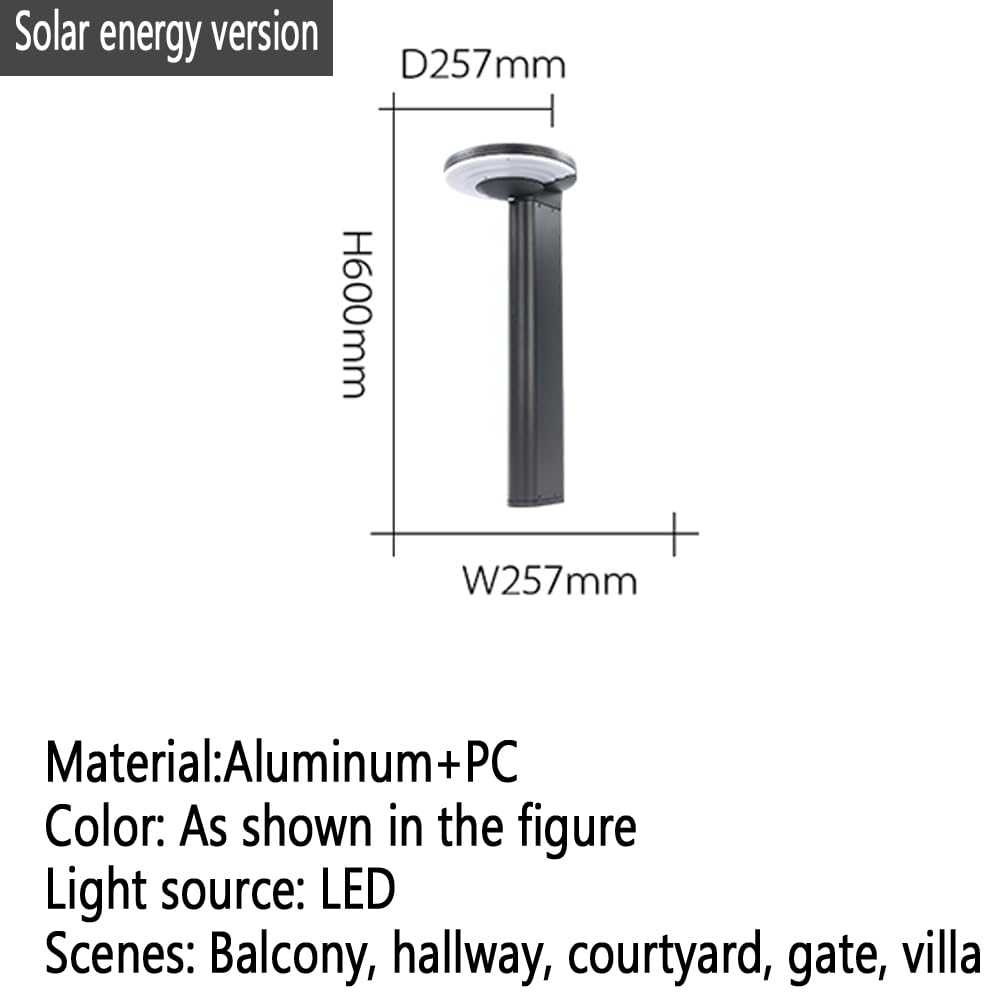 Lampada Solare da Giardino contemporanea, Impermeabile, per Ville, Giardini, Cortili, quartieri residenziali (Stile 19 B H60CM, 1 Pezzo)