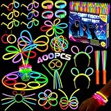 400 Stück Knicklichter Party Set,180 leuchtstäbe mit 220 Verbinder, Neon Leuchtarmbänder Brille...