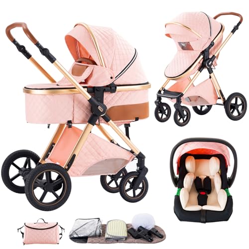 Shineey Kinderwagen 3 in 1,Puppenwagen Buggy Faltbarer Kinderwagen Set,...