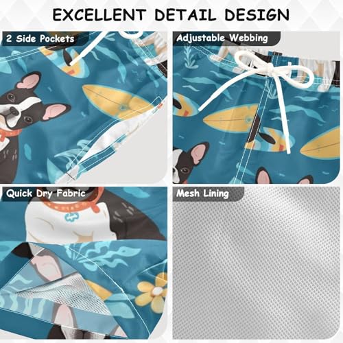 OREZI Boys Swim Trunk Shorts Bulldog with Floral Bathing Suit for Kids Teens3