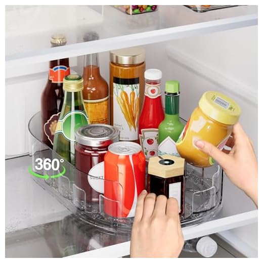 360° Rotating Lazy Susan for Refrigerator, 13.5''x8.5'' Clear Lazy Susan Turntable for Refrigerator Organizers and Storage, Kitchen, Table Top, Cabinet, Pantry, Countertop, 1 Pack