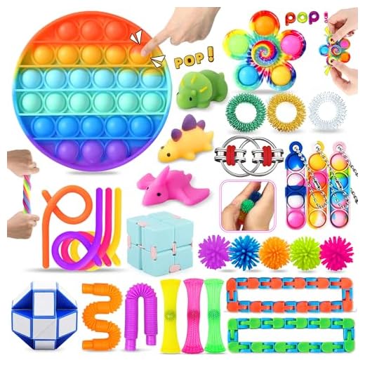 Chennyfun Kit de Juguetes Sensoriales, 30PCS Juguetes Antiestrés, Juguetes Aliviar el Estrés con Cubo Infinito, Mochi Squeeze Toys, para Aliviar el Estrés y el Ansiedad Niños y Adultos, Autismo, TDAH