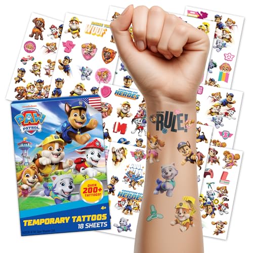 Paw Patrol 200 Count Temporary Tattoos for Kids | Paw Patrol Variety Pack Temporary Tattoos for Kids. Birthday Party Supplies and Party Favors Kit.
