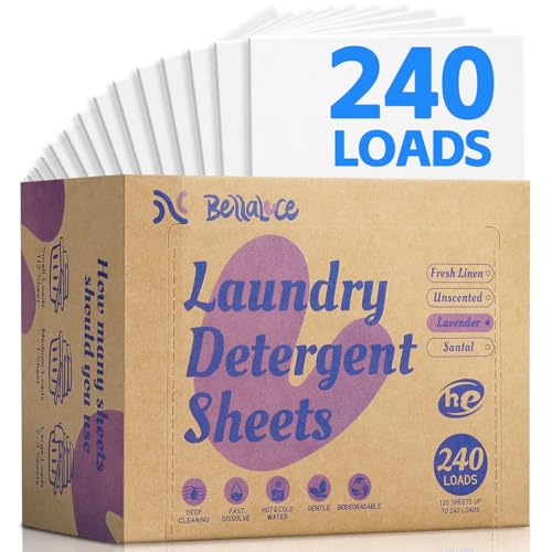 Waschmittel-Tücher – 240 Waschladungen, Lavendelduft, ideal für Mädchen, Studentenwohnheim, Zuhause, Hotel, Ferienwohnung, Camping, Kreuzfahrten, Roadtrips, Strandurlaub, Rucksackreisen