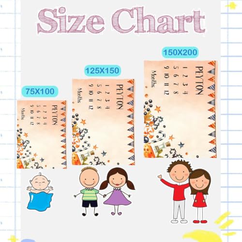 Image of OLIVE OLIVIA Personalized Monthly Baby Milestone Blanket,30 inchx40 inch | Baby Months Blanket, Perfect Custom Newborn Gifts With Star Frame