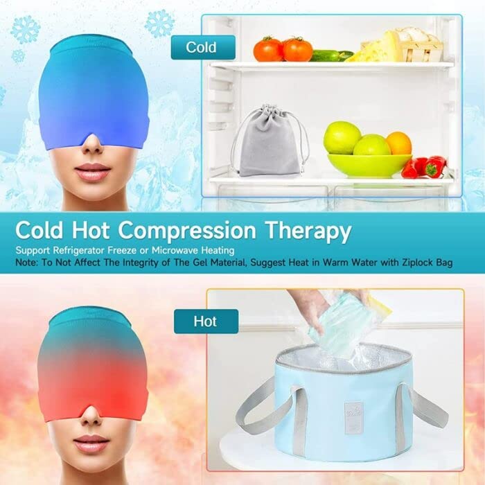 MVM Enterprise(1 pc) Reusable Gel Migraine Ice Cap Headache Relief Hat, Migraine Relief Gel Cap Hat Cool Ice Pack Eye Mask Migraine Cap Hat Gel Ice Headache and Migraine Relief Cap Wrap 2