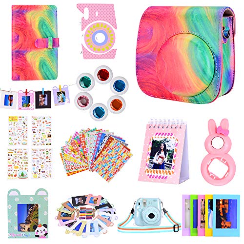 Paquete de Accesorios para cámara Bsuuy Instax Mini 9 para FujiFilm Instax Mini 9 8 8+ con Estuche Mini 9 / álbum/Lente Selfie/filtros/Pegatina de Camara (12 en 1 Pintura de Aceite A)