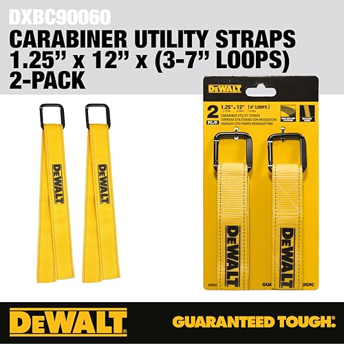 DEWALT 1.25"×12" Light-Duty Reuseable Carabiner Utility Straps, 2-Pack - image 8