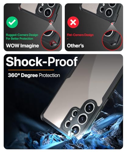 Image of WOW IMAGINE Shock Proof Clear Protective Back Case for Samsung Galaxy S25 Ultra 5G - AirEDGE Technology | 360 Degree Camera Protection | Transparent Hybrid Back Case Mobile Cover - Black