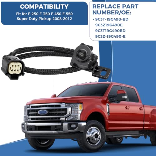 Image of Rear View Backup Camera Fit for Ford F-250 F-350 F-450 Super Duty 2008-12 | Parking Back Up Assist Camera Replace#9C3T-19G490-BD, 9C3Z19G490E, 9C3T19G490BD