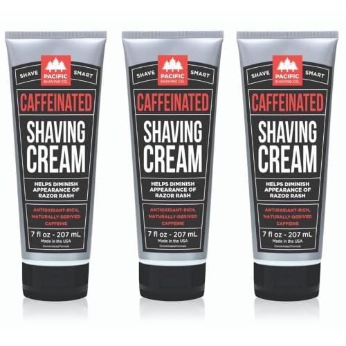 Pacific Shaving Company Men's Caffeinated Shaving Cream, 7 Oz (3 Pack)