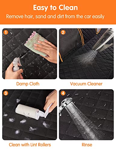 Nzonpet 4-In-1 Dog Car Seat Cover, 100% Waterproof Scratchproof Dog Hammock With Big Mesh Window, Durable Nonslip Dog Seat Cover, Pets Dog Back Seat Cover Protector For Cars Trucks Suvs - Orange #TOP5