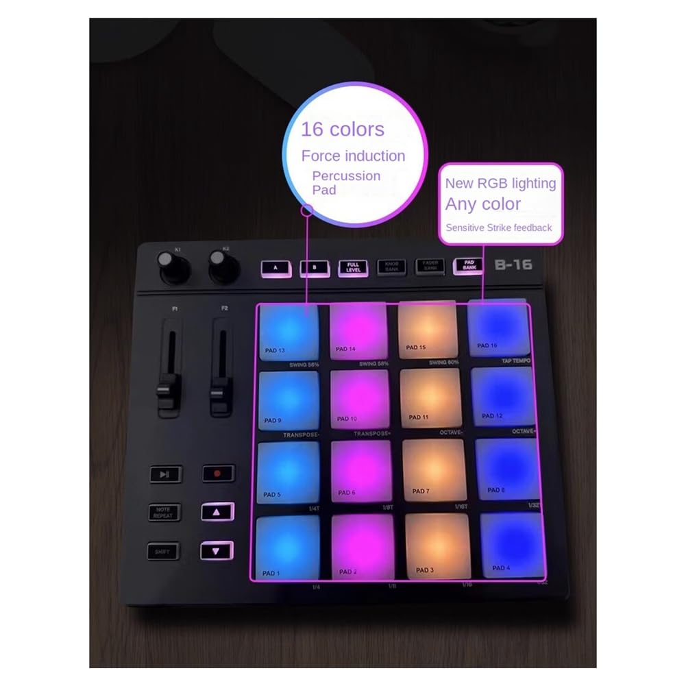 B16 MIDI Keyboard Percussion Pad – para producción musical, controlador de DJ, organizador, fácil de usar y duradero