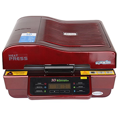 Iglobalbuy Multi-Functional 3D Sublimation Vacuum Heat Press Machine Phone Cases Mugs Plate Heat Transfer Machine 2800W 110V (Black) (red) (red)