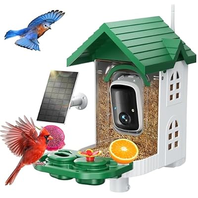 SV3C Bird Feeder with Camera Solar Powered, Smart Camera Bird Feeder with AI Identify BirdSpecies, Instant Alerts, 2K HD Video, Various DIY Addons, 2.4G WiFi, Gift for Mom Dad and Birdlover (Green)