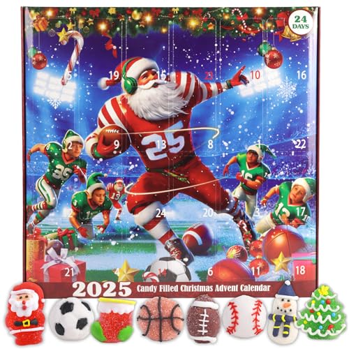 Sports Gummy Candy 24-Day Christmas Countdown Advent Calendar 10.16 Ounces
