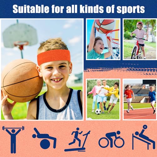 Image of Libima Kids Sweatbands Bulk Boys Headband for Sports Kids Cotton Terry Youth Sweatbands Elastic Sports Headbands Wicking Athletic Bands for Team Activity