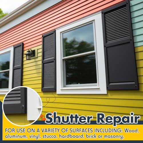 MorningRo 12 Pack Vinyl Shutter Fasteners Plastic Shutter Screws Window Shutters Exterior Spike Loks for Installing Decorative Exterior Vinyl Shutters (Black)