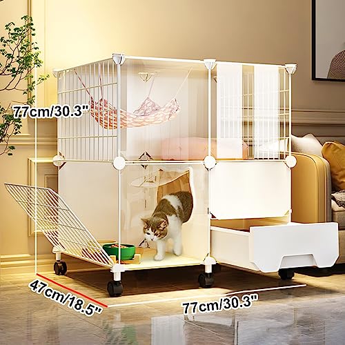 Cage pour chat transparente et modulable | Maison de nuit avec litière - 3