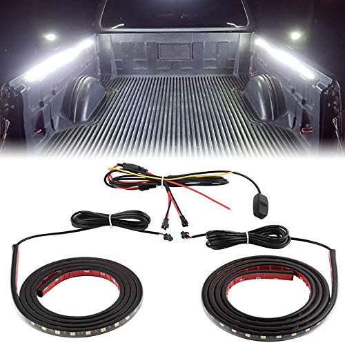 GTP 2X 60 LED Truck Bed Cargo Light Strip Bar Unloading Work Lighting Kit with ON/Off Switch 2-Way Splitter IP67 Waterproof for Trucks Pickup Cargo Van RV Trailer Camper Boat