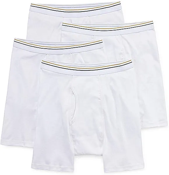 Stafford 4 Pack Boxer Briefs 100% Cotton (X-Large, White)